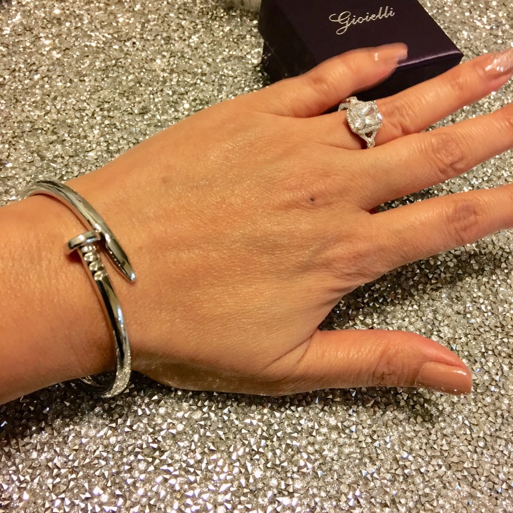 Gioielli emerald cut sterling silver ring .925-New